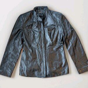 Danier Women’s Black Genuine Leather Jacket Size S 8–10 Moto Minimalist Classic